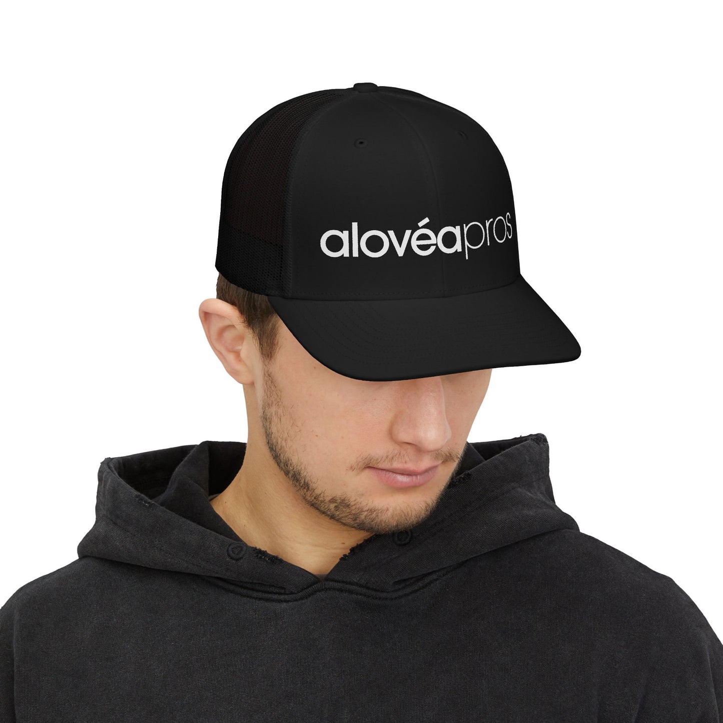 Alovéa Pros | Snapback Mesh Cap | White & Black